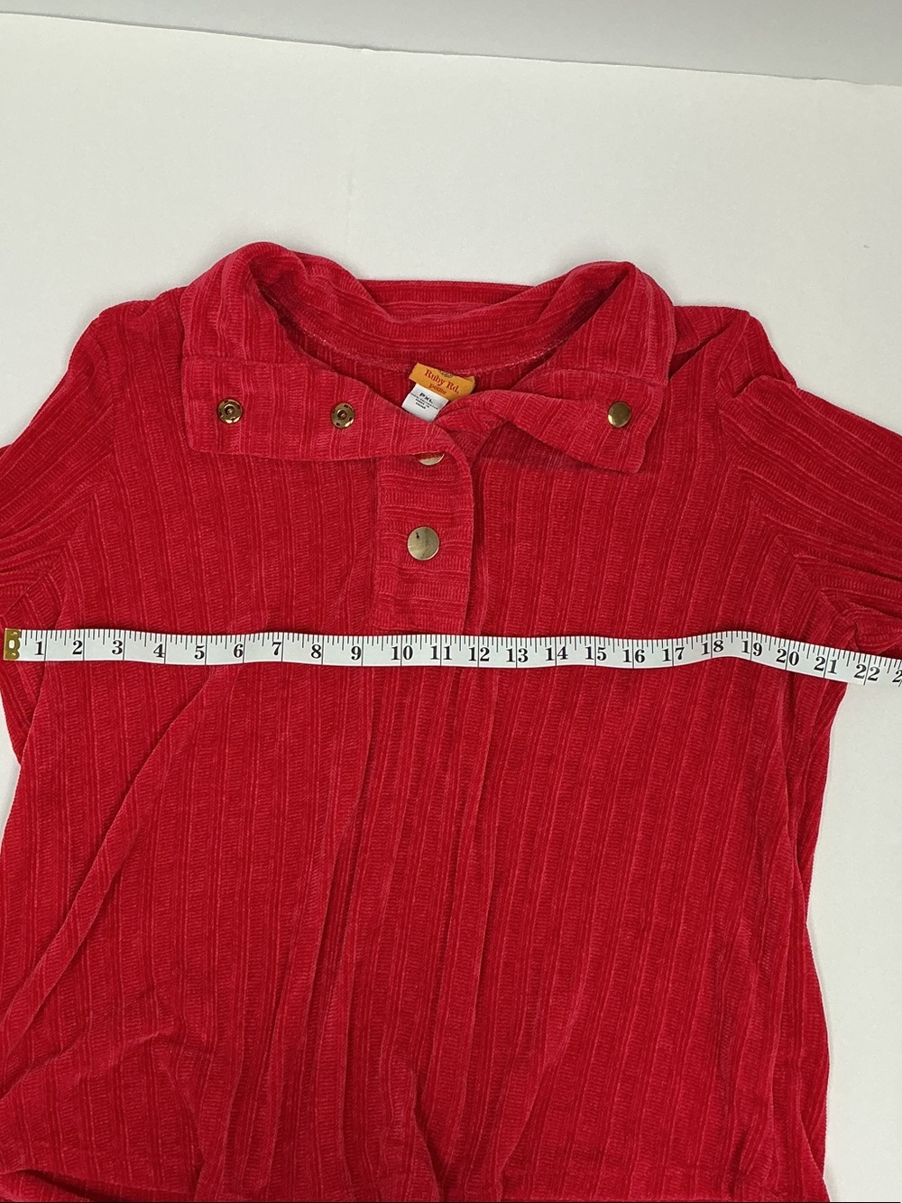 Ruby Rd. Red Corduroy Button-Front Long-Sleeve Top - Picture 4 of 6
